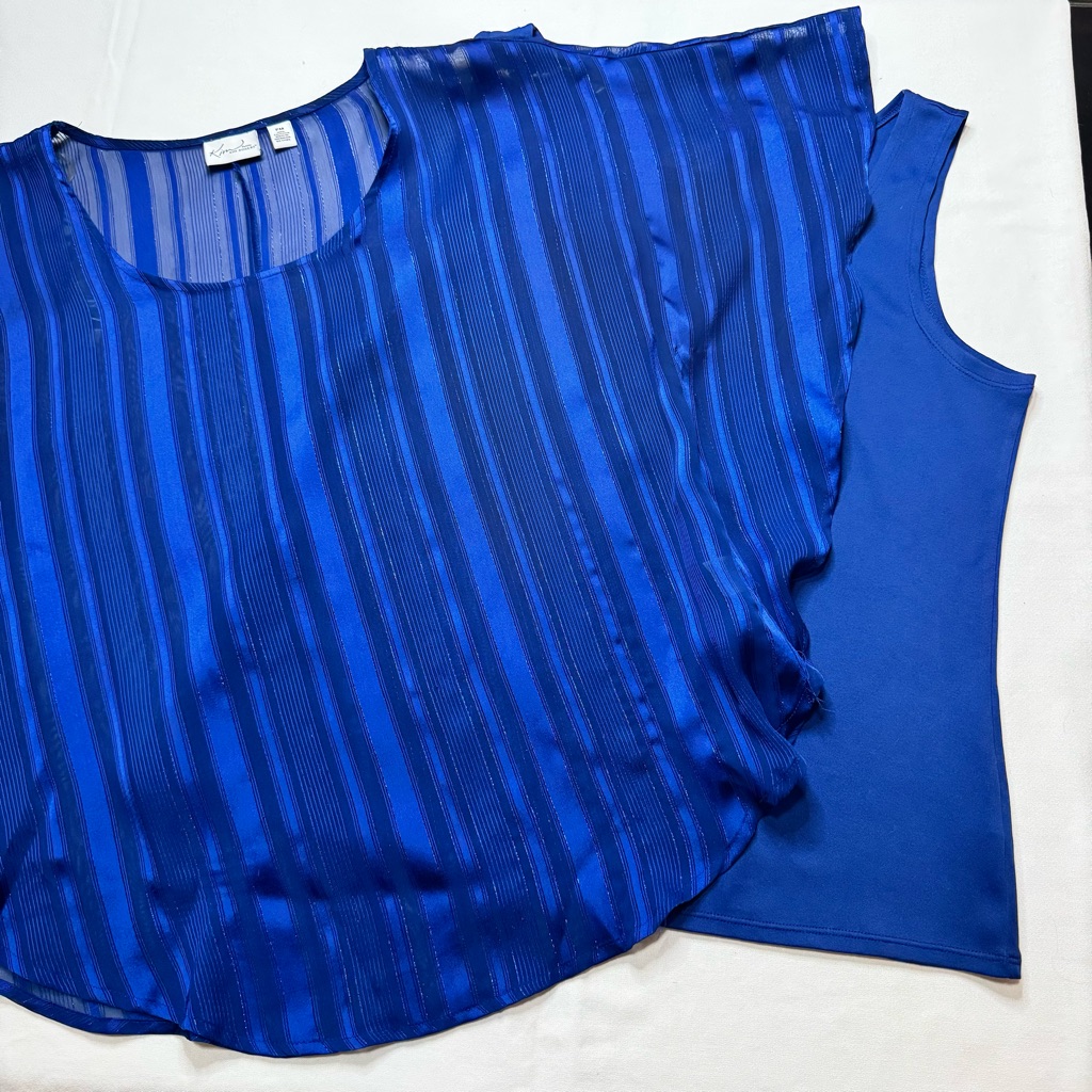 Blue Striped Women's 2 Piece Tunic Top